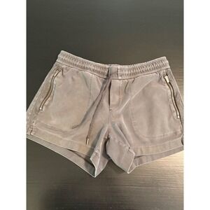 Athleta Midtown Shorts Gray Elastic Waist Drawstring Zip Pockets Womens Size 4